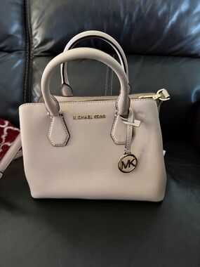 Michael Kors Blush Saffiano Small Satchel with MK Gold Charm